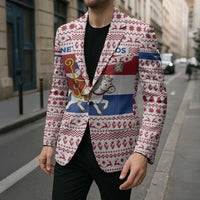 Netherlands Christmas Blazer with Sinterklaas Horse Dutch Flag and Festive Knit Pattern - Wonder Print Shop