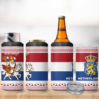 Netherlands Christmas 4 in 1 Can Cooler Tumbler with Sinterklaas Horse Dutch Flag and Festive Knit Pattern - Wonder Print Shop