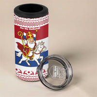 Netherlands Christmas 4 in 1 Can Cooler Tumbler with Sinterklaas Horse Dutch Flag and Festive Knit Pattern - Wonder Print Shop