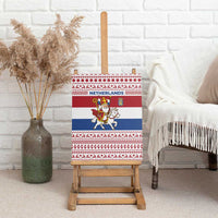Netherlands Christmas Canvas Wall Art with Sinterklaas Horse Dutch Flag and Festive Knit Pattern - Wonder Print Shop
