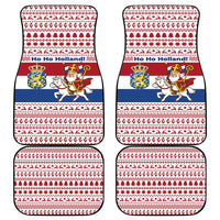 Netherlands Christmas Car Mats with Sinterklaas Horse Dutch Flag and Festive Knit Pattern - Wonder Print Shop
