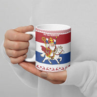 Netherlands Christmas Ceramic Mug with Sinterklaas Horse Dutch Flag and Festive Knit Pattern - Wonder Print Shop