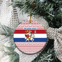 Netherlands Christmas Ceramic Ornament with Sinterklaas Horse Dutch Flag and Festive Knit Pattern - Wonder Print Shop