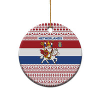 Netherlands Christmas Ceramic Ornament with Sinterklaas Horse Dutch Flag and Festive Knit Pattern - Wonder Print Shop