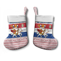 Netherlands Christmas Stocking with Sinterklaas Horse Dutch Flag and Festive Knit Pattern - Wonder Print Shop