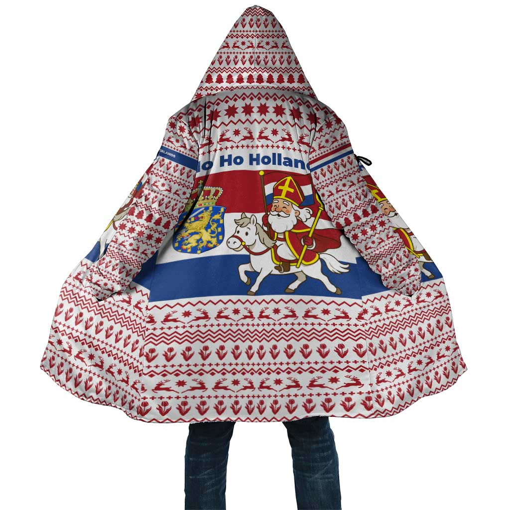 Netherlands Christmas Cloak with Sinterklaas Horse Dutch Flag and Festive Knit Pattern - Wonder Print Shop