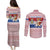 Netherlands Christmas Couples Matching Puletasi and Long Sleeve Button Shirt with Sinterklaas Horse Dutch Flag and Festive Knit Pattern - Wonder Print Shop