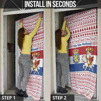 Netherlands Christmas Door Cover with Sinterklaas Horse Dutch Flag and Festive Knit Pattern - Wonder Print Shop