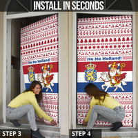 Netherlands Christmas Door Cover with Sinterklaas Horse Dutch Flag and Festive Knit Pattern - Wonder Print Shop