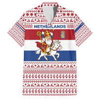 Netherlands Christmas Family Matching Long Sleeve Bodycon Dress and Hawaiian Shirt with Sinterklaas Horse Dutch Flag and Festive Knit Pattern - Wonder Print Shop