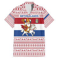 Netherlands Christmas Family Matching Mermaid Dress and Hawaiian Shirt with Sinterklaas Horse Dutch Flag and Festive Knit Pattern - Wonder Print Shop