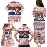 Netherlands Christmas Family Matching Puletasi and Hawaiian Shirt with Sinterklaas Horse Dutch Flag and Festive Knit Pattern - Wonder Print Shop