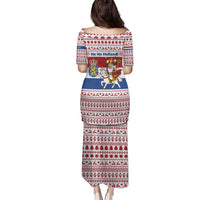 Netherlands Christmas Family Matching Puletasi and Hawaiian Shirt with Sinterklaas Horse Dutch Flag and Festive Knit Pattern - Wonder Print Shop