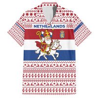 Netherlands Christmas Family Matching Tank Maxi Dress and Hawaiian Shirt with Sinterklaas Horse Dutch Flag and Festive Knit Pattern - Wonder Print Shop