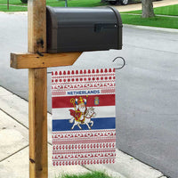 Netherlands Christmas Garden Flag with Sinterklaas Horse Dutch Flag and Festive Knit Pattern - Wonder Print Shop