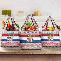 Netherlands Christmas Grocery Bag with Sinterklaas Horse Dutch Flag and Festive Knit Pattern - Wonder Print Shop