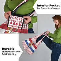 Netherlands Christmas Grocery Bag with Sinterklaas Horse Dutch Flag and Festive Knit Pattern - Wonder Print Shop