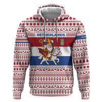 Netherlands Christmas Hoodie with Sinterklaas Horse Dutch Flag and Festive Knit Pattern - Wonder Print Shop