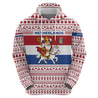 Netherlands Christmas Hoodie with Sinterklaas Horse Dutch Flag and Festive Knit Pattern - Wonder Print Shop