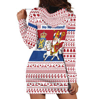 Netherlands Christmas Hoodie Dress with Sinterklaas Horse Dutch Flag and Festive Knit Pattern - Wonder Print Shop