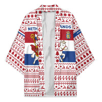 Netherlands Christmas Kimono with Sinterklaas Horse Dutch Flag and Festive Knit Pattern - Wonder Print Shop
