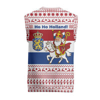 Netherlands Christmas Knitted V-Neck Vest with Sinterklaas Horse Dutch Flag and Festive Knit Pattern - Wonder Print Shop
