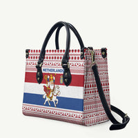 Netherlands Christmas Leather Bag with Sinterklaas Horse Dutch Flag and Festive Knit Pattern - Wonder Print Shop