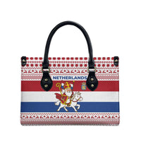 Netherlands Christmas Leather Bag with Sinterklaas Horse Dutch Flag and Festive Knit Pattern - Wonder Print Shop