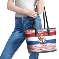Netherlands Christmas Leather Tote Bag with Sinterklaas Horse Dutch Flag and Festive Knit Pattern - Wonder Print Shop