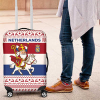 Netherlands Christmas Luggage Cover with Sinterklaas Horse Dutch Flag and Festive Knit Pattern - Wonder Print Shop