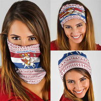 Netherlands Christmas Neck Gaiter with Sinterklaas Horse Dutch Flag and Festive Knit Pattern - Wonder Print Shop