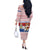 Netherlands Christmas Off The Shoulder Long Sleeve Dress with Sinterklaas Horse Dutch Flag and Festive Knit Pattern - Wonder Print Shop