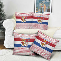 Netherlands Christmas Pillow Cover with Sinterklaas Horse Dutch Flag and Festive Knit Pattern - Wonder Print Shop