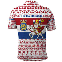 Netherlands Christmas Polo Shirt with Sinterklaas Horse Dutch Flag and Festive Knit Pattern - Wonder Print Shop