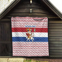 Netherlands Christmas Quilt with Sinterklaas Horse Dutch Flag and Festive Knit Pattern - Wonder Print Shop