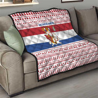 Netherlands Christmas Quilt with Sinterklaas Horse Dutch Flag and Festive Knit Pattern - Wonder Print Shop