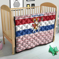 Netherlands Christmas Quilt with Sinterklaas Horse Dutch Flag and Festive Knit Pattern - Wonder Print Shop