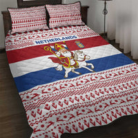 Netherlands Christmas Quilt Bed Set with Sinterklaas Horse Dutch Flag and Festive Knit Pattern - Wonder Print Shop