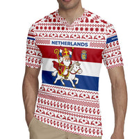 Netherlands Christmas Rugby Jersey with Sinterklaas Horse Dutch Flag and Festive Knit Pattern - Wonder Print Shop