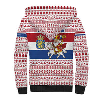 Netherlands Christmas Sherpa Hoodie with Sinterklaas Horse Dutch Flag and Festive Knit Pattern - Wonder Print Shop