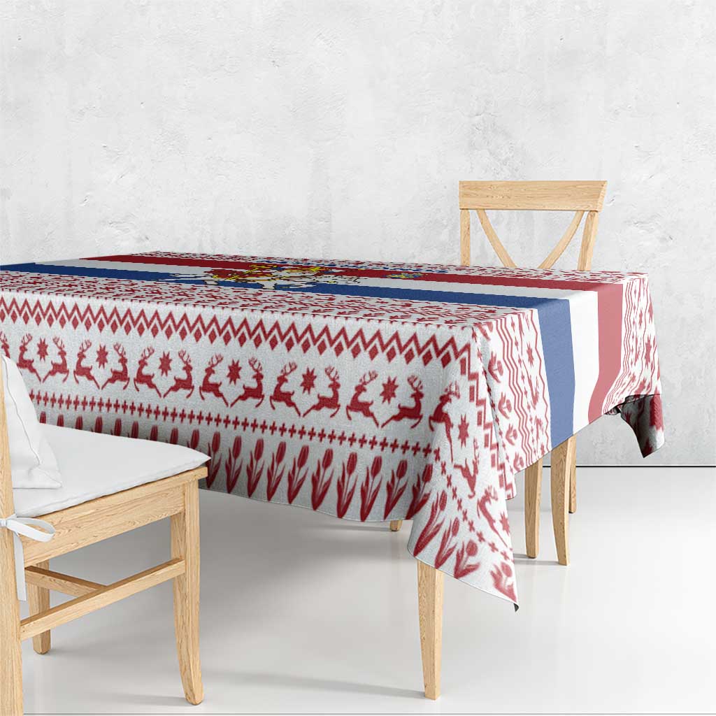 Netherlands Christmas Tablecloth with Sinterklaas Horse Dutch Flag and Festive Knit Pattern - Wonder Print Shop