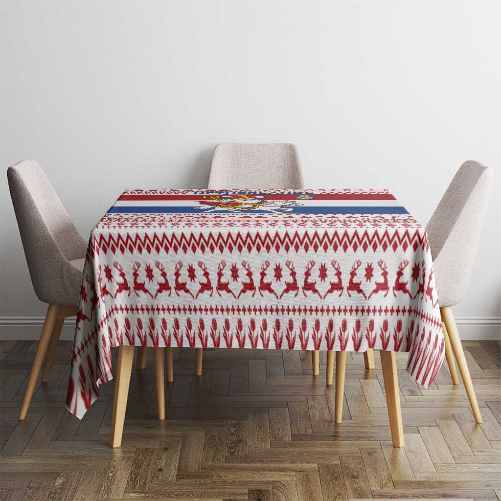 Netherlands Christmas Tablecloth with Sinterklaas Horse Dutch Flag and Festive Knit Pattern - Wonder Print Shop