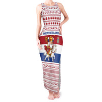 Netherlands Christmas Tank Maxi Dress with Sinterklaas Horse Dutch Flag and Festive Knit Pattern - Wonder Print Shop