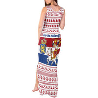 Netherlands Christmas Tank Maxi Dress with Sinterklaas Horse Dutch Flag and Festive Knit Pattern - Wonder Print Shop