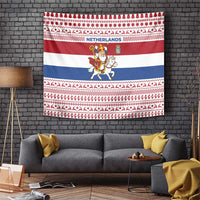 Netherlands Christmas Tapestry with Sinterklaas Horse Dutch Flag and Festive Knit Pattern - Wonder Print Shop
