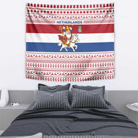 Netherlands Christmas Tapestry with Sinterklaas Horse Dutch Flag and Festive Knit Pattern - Wonder Print Shop