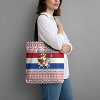 Netherlands Christmas Tote Bag with Sinterklaas Horse Dutch Flag and Festive Knit Pattern - Wonder Print Shop