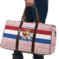 Netherlands Christmas Travel Bag with Sinterklaas Horse Dutch Flag and Festive Knit Pattern - Wonder Print Shop
