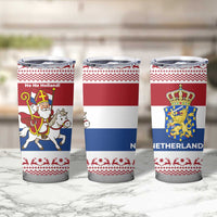 Netherlands Christmas Tumbler Cup with Sinterklaas Horse Dutch Flag and Festive Knit Pattern - Wonder Print Shop