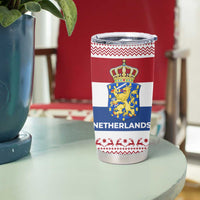 Netherlands Christmas Tumbler Cup with Sinterklaas Horse Dutch Flag and Festive Knit Pattern - Wonder Print Shop